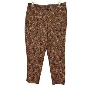 White House Black Market Slim Ankle Leopard Print Pants 8R Cotton Spandex Blend